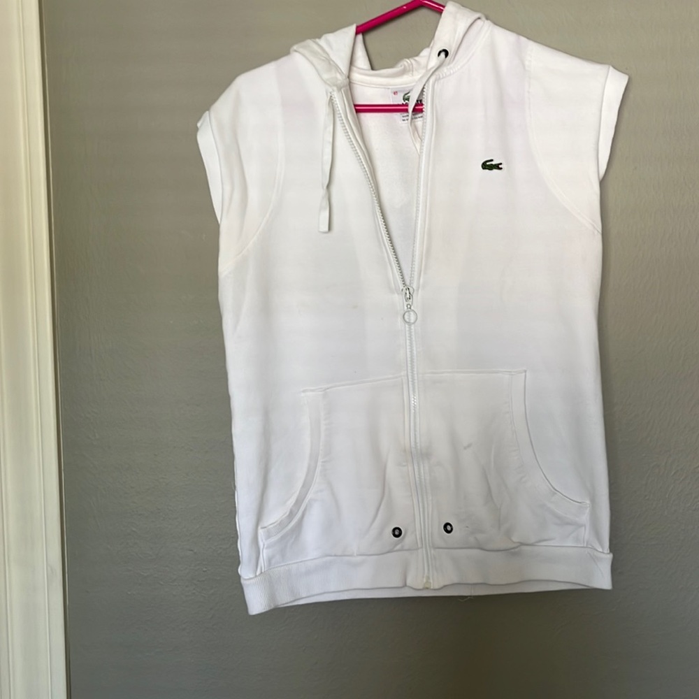 Lacoste white jacket without sleeves